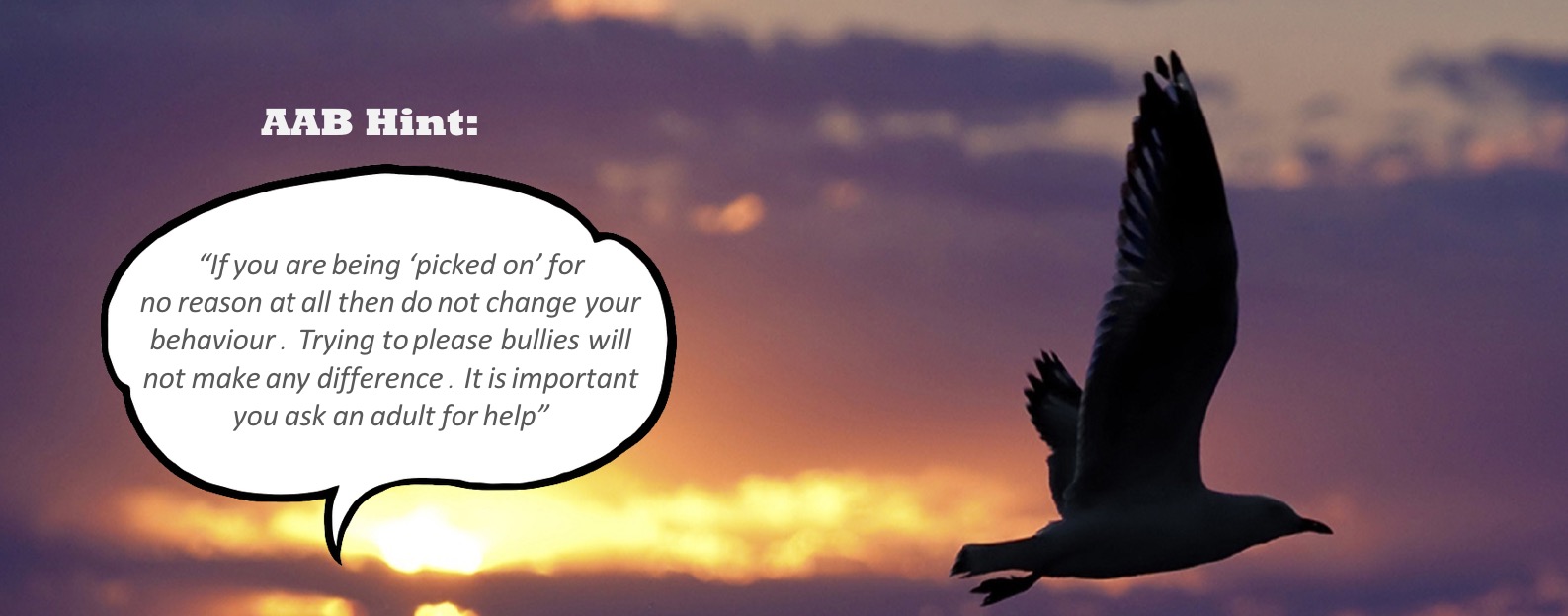 Tip for young people to speak up if picked on by bullies